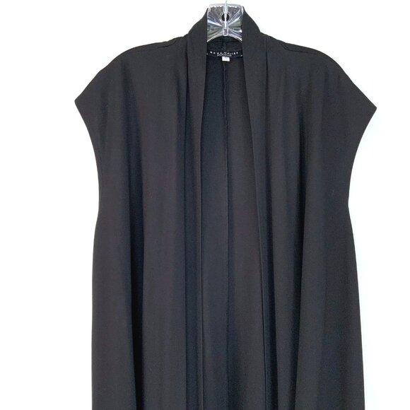 Bryn Walker Black Long Vest Open Front Cardigan Career Lagenlook XL - Picture 10 of 16